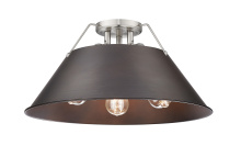 Golden Canada 3306-3FM PW-RBZ - Yep by Golden Lighting Orwell 3-light Flush Mount in Pewter and Rubbed Bronze shade